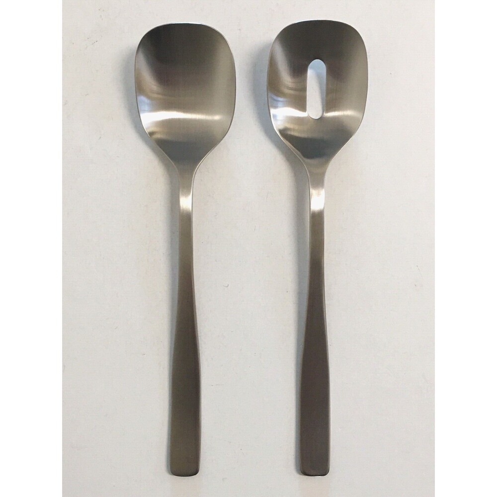 New A di Alessi 2 pc Salad Set Serving Spoons by Jasper Morrison 2004 Flatware - Picture 2 of 8